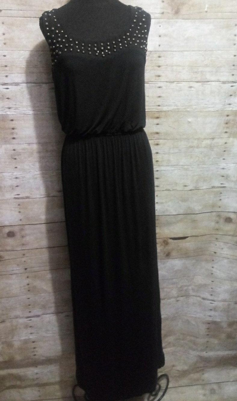 Alyx black dress with a copper beaded neck…